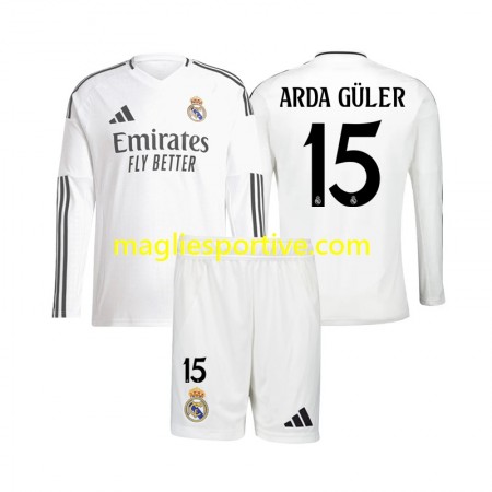 Completo Calcio Real Madrid Arda Guler 15 Bambino Divisa Prima 2024-2025 ML